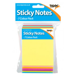 7 Neon Colour Sticky Notes Pad - Hang Pack