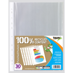 A4 Pack 30 Punched Pockets